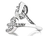 White Cubic Zirconia Rhodium Over Sterling Silver Leaf Ring 1.90ctw