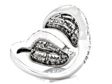 White Cubic Zirconia Rhodium Over Sterling Silver Leaf Ring 1.90ctw