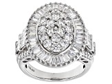 White Cubic Zirconia Rhodium Over Sterling Silver Ring 4.70ctw