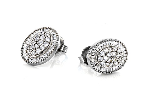 White Cubic Zirconia Rhodium Over Sterling Silver Earrings 2.10ctw