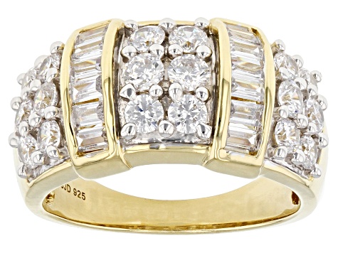 White Cubic Zirconia 18k Yellow Gold Over Sterling Silver Ring 2.90ctw