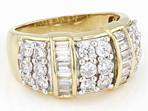 White Cubic Zirconia 18k Yellow Gold Over Sterling Silver Ring 2.90ctw