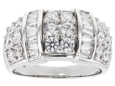 Channel Set Round & Baguette Diamond Ring in 14KT White Gold 2.40 ctw