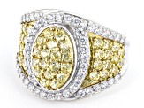Yellow And White Cubic Zirconia Rhodium Over Sterling Silver Ring 4.00ctw