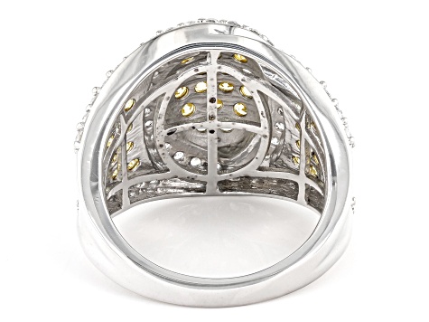 Yellow And White Cubic Zirconia Rhodium Over Sterling Silver Ring 4.00ctw