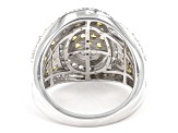 Yellow And White Cubic Zirconia Rhodium Over Sterling Silver Ring 4.00ctw