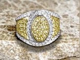 Yellow And White Cubic Zirconia Rhodium Over Sterling Silver Ring 4.00ctw
