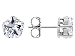 White Cubic Zirconia Rhodium Over Sterling Silver Clover Studs 6.06ctw