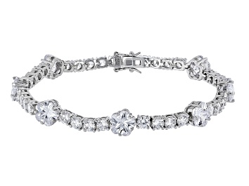 Picture of White Cubic Zirconia Rhodium Over Sterling Silver Clover Bracelet 35.13ctw