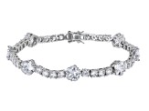 White Cubic Zirconia Rhodium Over Sterling Silver Clover Bracelet 35.13ctw