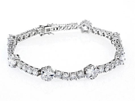 White Cubic Zirconia Rhodium Over Sterling Silver Clover Bracelet 35.13ctw