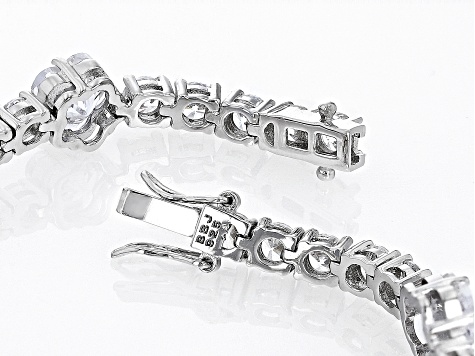 White Cubic Zirconia Rhodium Over Sterling Silver Clover Bracelet 35.13ctw