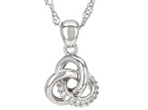 White Cubic Zirconia Platinum Over Sterling Silver Pendant With Chain 0.25ctw