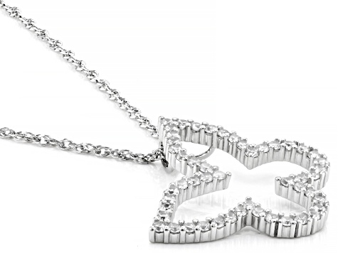 White Cubic Zirconia Platinum Over Sterling Silver Butterfly Pendant With Chain 1.26ctw