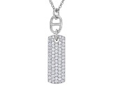 White Cubic Zirconia Platinum Over Sterling Silver Dog Tag Necklace 1.72ctw