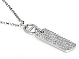 White Cubic Zirconia Platinum Over Sterling Silver Dog Tag Necklace 1.72ctw