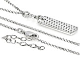 White Cubic Zirconia Platinum Over Sterling Silver Dog Tag Necklace 1.72ctw