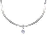 White Cubic Zirconia Platinum Over Sterling Silver Herringbone Chain Necklace 2.97ctw