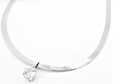 White Cubic Zirconia Platinum Over Sterling Silver Herringbone Chain Necklace 2.97ctw