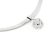 White Cubic Zirconia Platinum Over Sterling Silver Herringbone Chain Necklace 2.97ctw