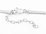 White Cubic Zirconia Platinum Over Sterling Silver Herringbone Chain Necklace 2.97ctw