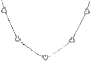 White Cubic Zirconia Platinum Over Sterling Silver Heart Necklace 0.96ctw