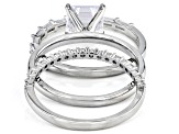White Cubic Zirconia Platinum Over Sterling Silver Asscher Cut Ring Set Of 3 3.45ctw