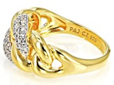 White Cubic Zirconia 18k Yellow Gold Over Sterling Silver Ring 0.45ctw