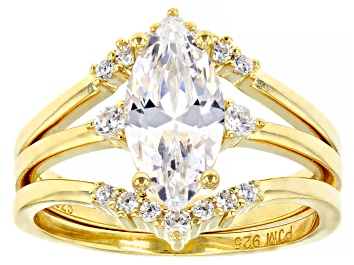 Picture of White Cubic Zirconia 18k Yellow Gold Over Sterling Silver Ring Set Of 3 3.01ctw