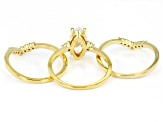 White Cubic Zirconia 18k Yellow Gold Over Sterling Silver Ring Set Of 3 3.01ctw