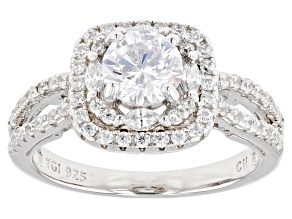 White Cubic Zirconia Rhodium Over Sterling Silver Ring 2.57ctw