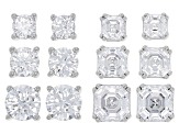White Cubic Zirconia Platinum Over Sterling Silver Earrings Set with Gift Box 7.50ctw