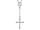 White Cubic Zirconia Rhodium Over Sterling Silver Cross Necklace 4.43ctw