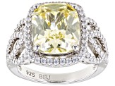 Canary and White Cubic Zirconia Rhodium Over Sterling Silver Ring 10.41ctw