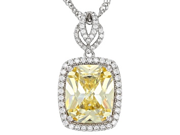 Picture of Canary And White Cubic Zirconia Rhodium Over Sterling Silver Pendant With Chain 9.86ctw
