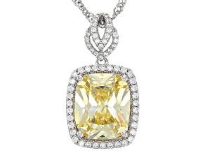 Canary And White Cubic Zirconia Rhodium Over Sterling Silver Pendant With Chain 9.86ctw