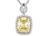 Canary And White Cubic Zirconia Rhodium Over Sterling Silver Pendant With Chain 9.86ctw