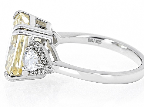 Canary And White Cubic Zirconia Rhodium Over Silver Ice
