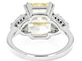 Canary And White Cubic Zirconia Rhodium Over Silver Ice Flower Cut Ring 12.04ctw
