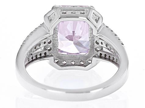Pink And White Cubic Zirconia Rhodium Over Sterling Silver Ice Flower Cut Ring  8.63ctw