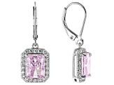 Pink And White Cubic Zirconia Rhodium Over Silver Ice Flower Cut Earrings 11.65ctw