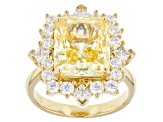 Canary And White Cubic Zirconia 18k Yellow Gold Over Sterling Silver Ice Flower Cut Ring 13.23ctw