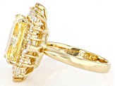 Canary And White Cubic Zirconia 18k Yellow Gold Over Sterling Silver Ice Flower Cut Ring 13.23ctw
