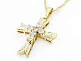 White Cubic Zirconia 18k Yellow Gold Over Sterling Silver Cross Pendant With Chain 1.00ctw