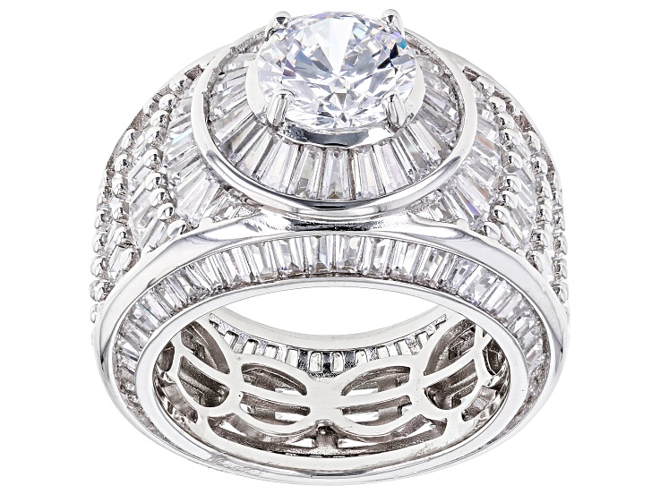 White Cubic Zirconia Rhodium Over Sterling Silver Ring 15.56