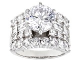 White Cubic Zirconia Platinum Over Sterling Silver Ring 10.35ctw