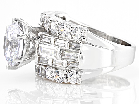 White Cubic Zirconia Platinum Over Sterling Silver Ring