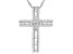 White Cubic Zirconia Platinum Over Sterling Silver Cross Pendant With Chain 1.10ctw