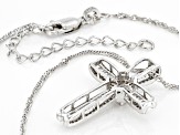 White Cubic Zirconia Platinum Over Sterling Silver Cross Pendant With Chain 1.10ctw