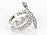 White And Green Cubic Zirconia Platinum Over Sterling Silver Snake Ring 2.95ctw